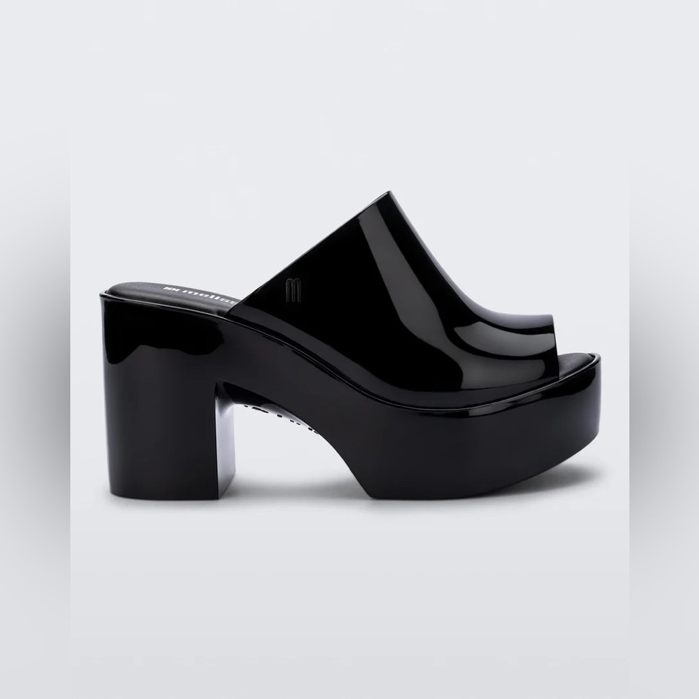 MELISSA Black Glitter Platform Mules (US 6)